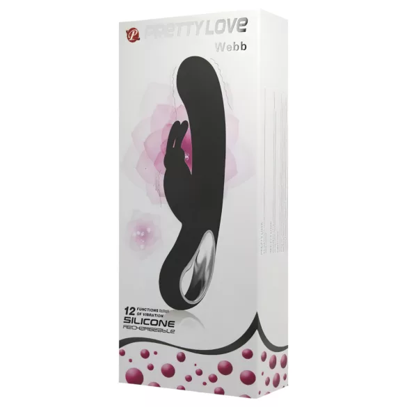 Pretty Love Webb - vibrátor s dráždičom klitorisu - vodeodolný - čierny