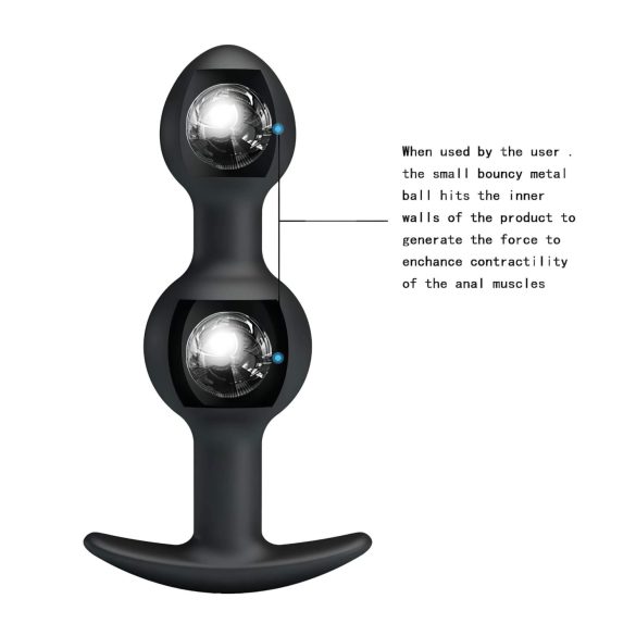 Pretty Love - análny dildo s vnútornou guličkou - čierne