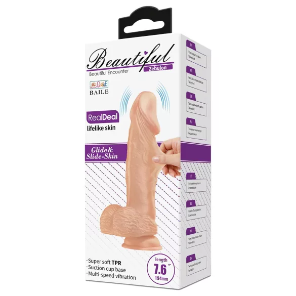 Baile Zebulon - realistický vibrátor s semenníkmi - 19 cm - telová farba