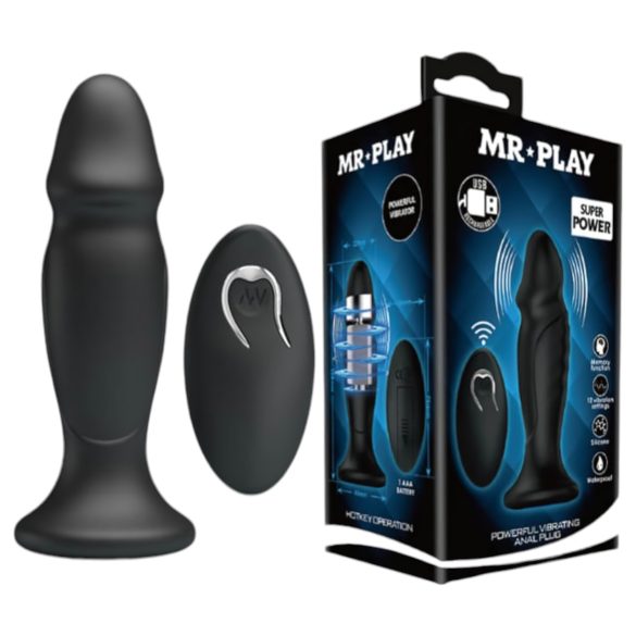 MR. PLAY - nabíjací, rádiový análny vibrátor (čierny)