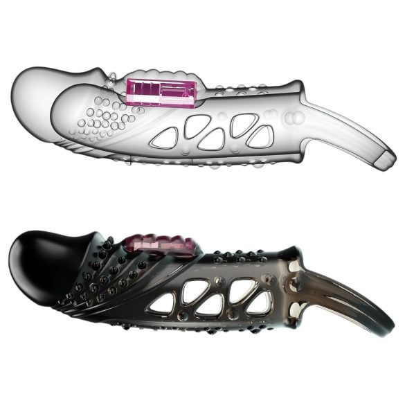 Pretty Love Cecelia - vibračný návlek na penis s krúžkom - čierny