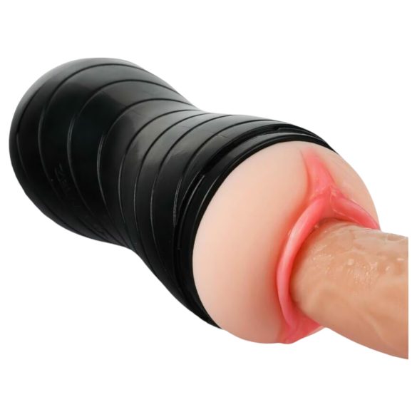 Vibeconnect - realistický ústa a umelá vagína masturbátor (naturálny-čierny)