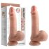 Dual Density - realistické dildo s prísavkou, semenníky - 18cm (naturál)