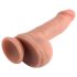 Dual Density - realistické dildo s prísavkou, semenníky - 18cm (naturál)