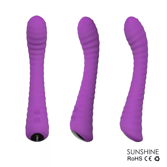 Sex HD Sunshine - akumulátorový, ryhovaný vibrátor na bod G (fialový)