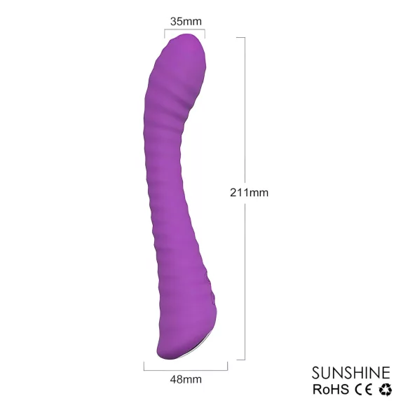 Sex HD Sunshine - akumulátorový, ryhovaný vibrátor na bod G (fialový)