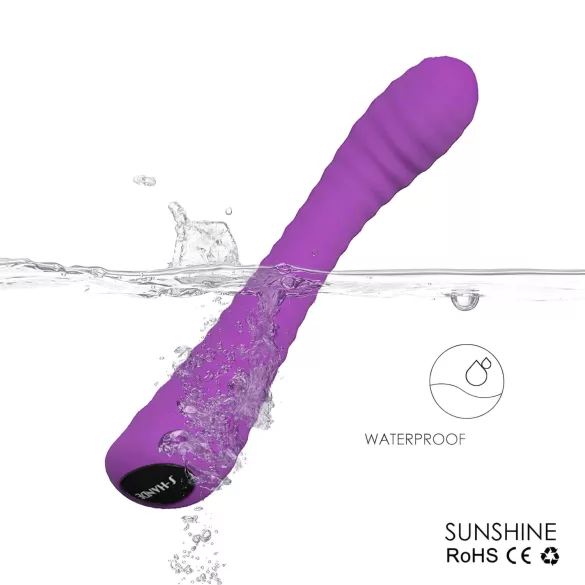 Sex HD Sunshine - akumulátorový, ryhovaný vibrátor na bod G (fialový)