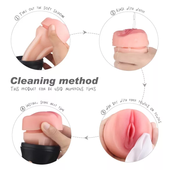 Sex HD Marcus - realistická umelá vagína v puzdre - čierna/prírodná