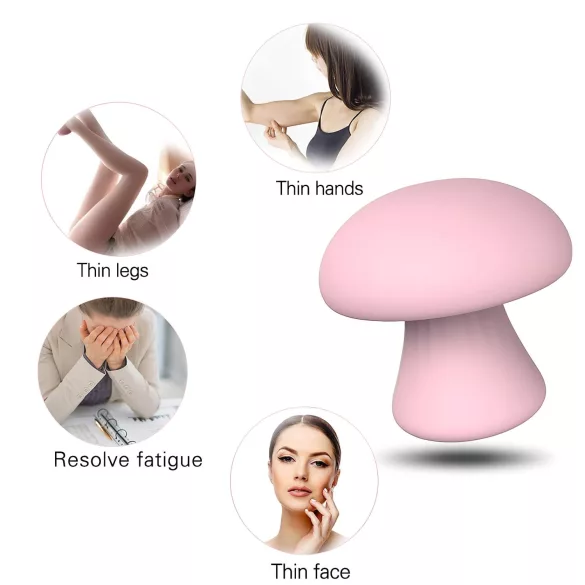 Magic Mushroom - nabíjateľný tvárový masér (ružový)