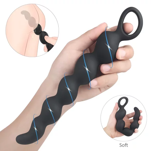 Sex HD Steven - análne dildo s korálkami - čierne