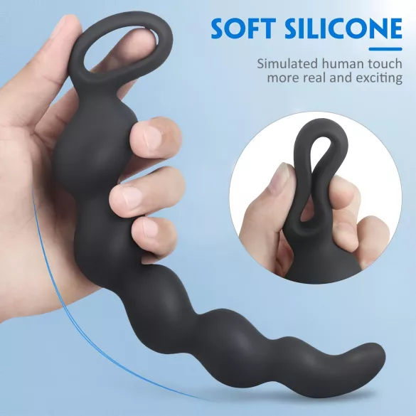 Sex HD Steven - análne dildo s korálkami - čierne