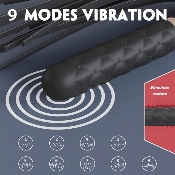 Sex HD - vibrátor a bič - nabíjací, vodotesný, čierny