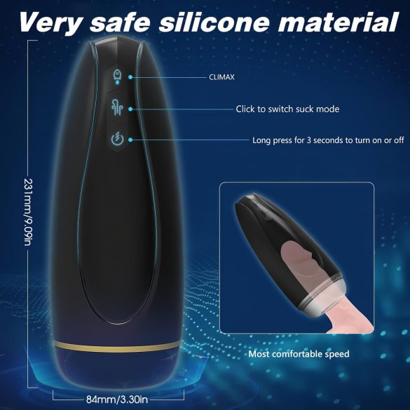 Sex HD Hawk - masturbátor s vibráciou a saním - čierny/biely - dobíjací