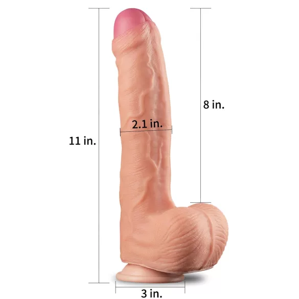 Lovetoy - realistický dvojvrstvový dildo - 28 cm - telová farba