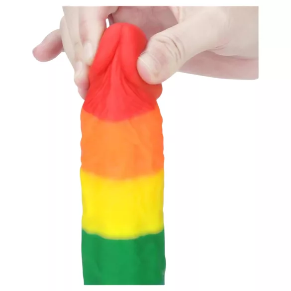 Lovetoy Prider - realistický silikónový dildo - 19 cm - dúhová farba