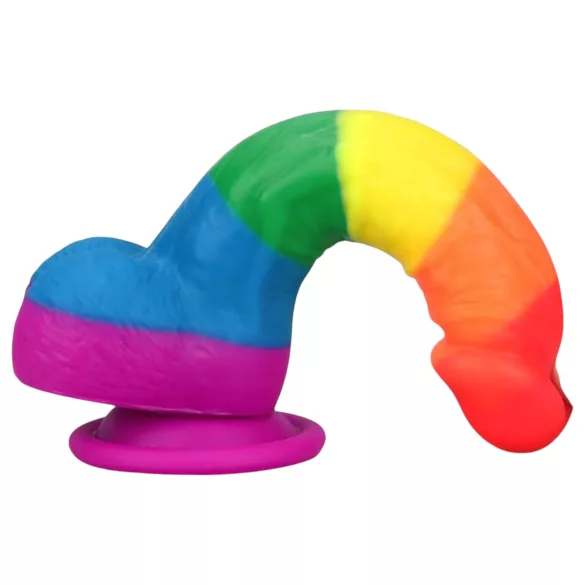 Lovetoy Prider - realistický silikónový dildo - 19 cm - dúhová farba