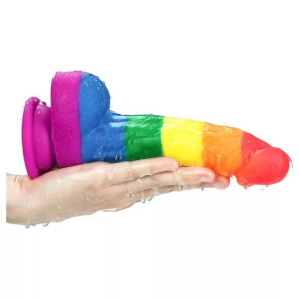 Lovetoy Prider - realistický silikónový dildo - 19 cm - dúhová farba