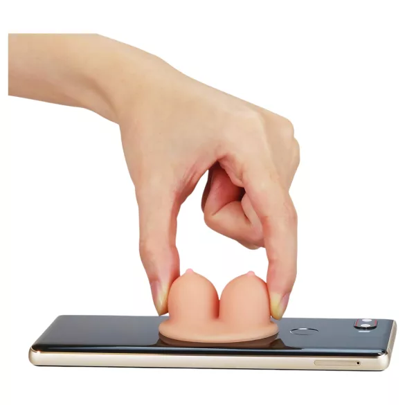 Lovetoy - držiak na telefón s prísavkou - prsia - naturálny