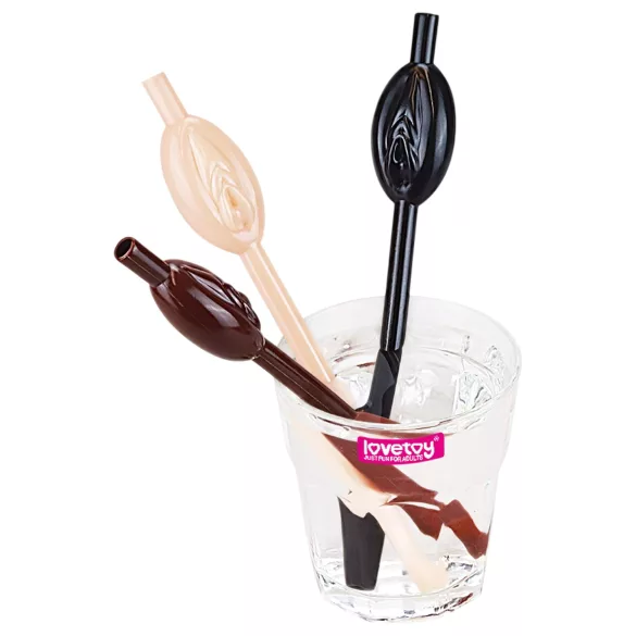 Lovetoy - slamka v tvare vagíny - mix farieb natúr/hnedá/čierna