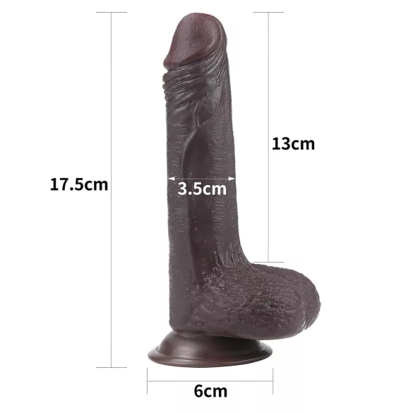 Lovetoy - dvojvrstvové dildo - realistické prevedenie - 18 cm - hnedá