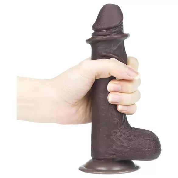 Lovetoy - dvojvrstvové dildo - realistické prevedenie - 18 cm - hnedá