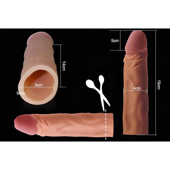Lovetoy - návlek na penis - predĺženie 19 cm - naturálna farba