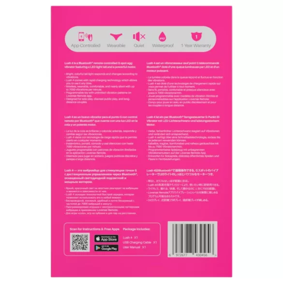 LOVENSE Lush 4 - inteligentné vibračné vajíčko (ružové)