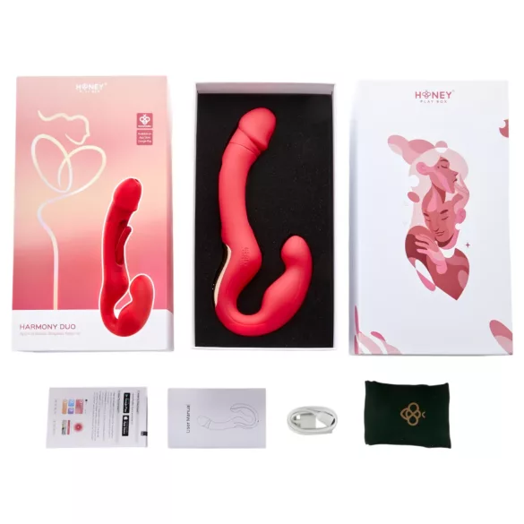 Honey Play Box Harmony Duo - Aplikáciou ovládaný pripínací jazýčkový vibrátor (červený)