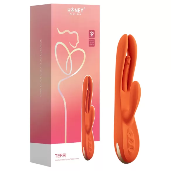 Honey Play Box Terri - vibrátor s jazýčkom a ramenom na klitoris - oranžový