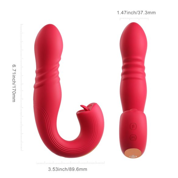 Honey Play Box Joi Thrust 2 - vibračný licker a prirážajúci vibrátor - červený