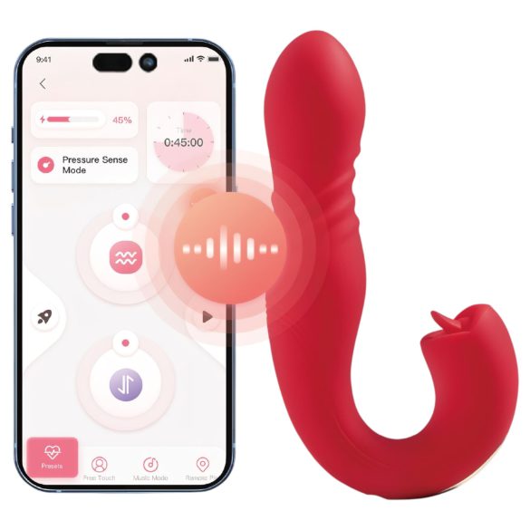 Honey Play Box Joi Thrust 2 - vibračný licker a prirážajúci vibrátor - červený
