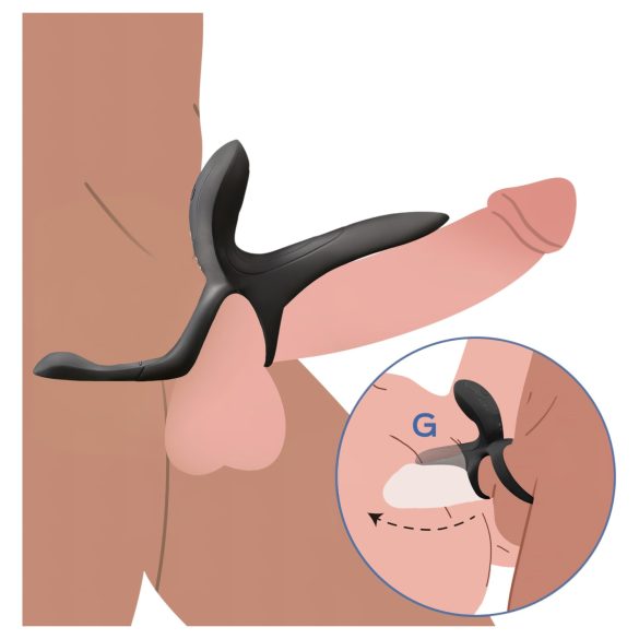 Honey Play Box Pleasure Pivot - vibračný krúžok na penis a semenníky - čierny