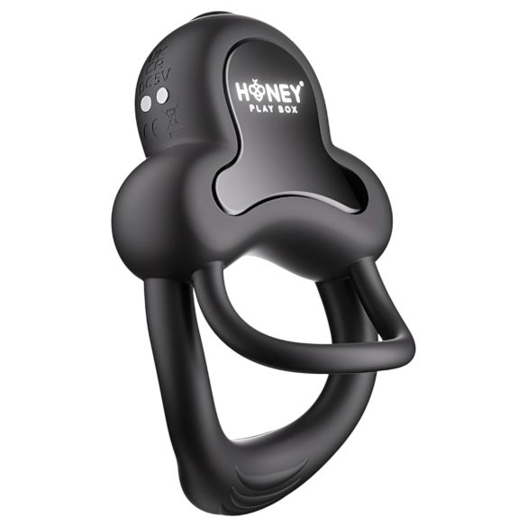 Honey Play Box Anello - vibračný krúžok na penis a semenníky - čierny