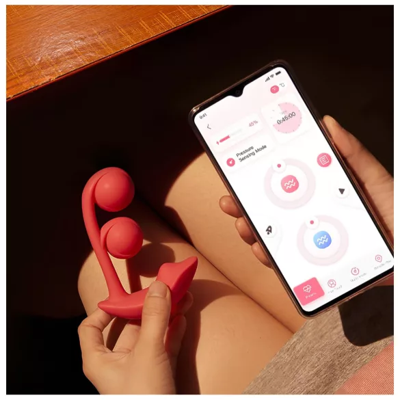 Honey Play Box Melody - aplikáciou ovládaný perličkový 2v1 vibrátor (červený)
