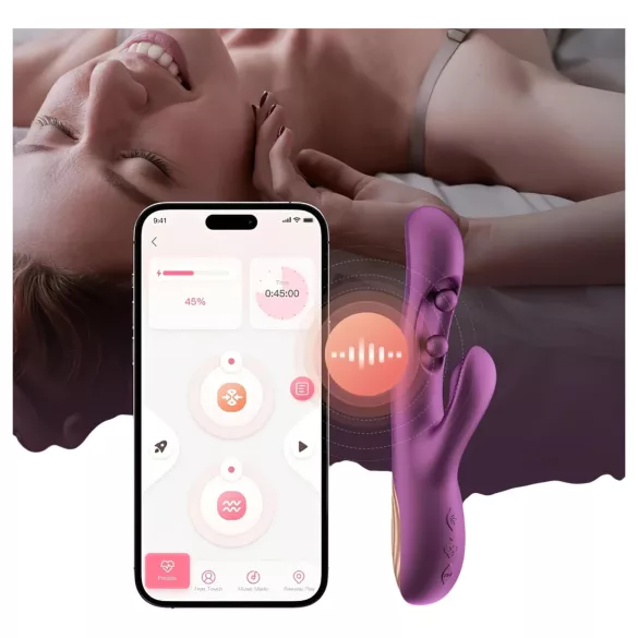 Honey Play Box Gem - vibrátor na bod G a klitoris s guličkami ovládaný aplikáciou (fialový)