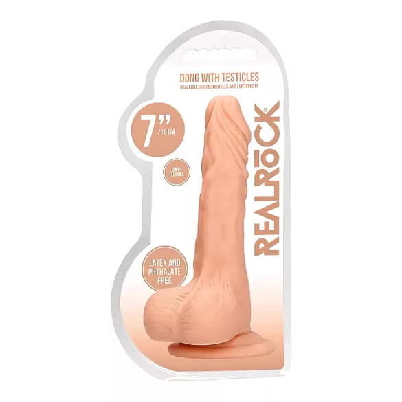 RealRock - realistický dildó s semenníkmi - 17 cm - telová farba