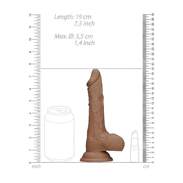 RealRock - realistický dildó s semenníkmi - 17 cm - tmavý odtieň