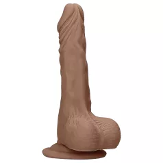   RealRock - realistický dildó s semenníkmi - 25 cm - tmavá prírodná farba