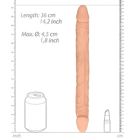RealRock - dvojitý dildo - 36 cm - telová farba