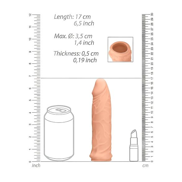 RealRock - návlek na penis - 17 cm - telová farba