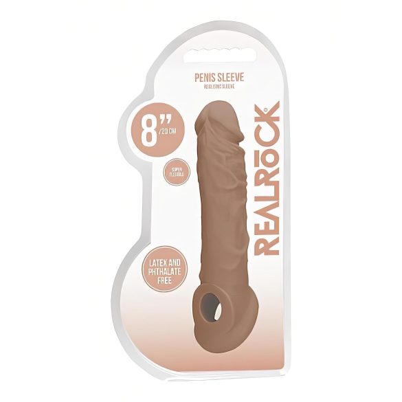 RealRock - návlek na penis - predĺženie 21 cm - tmavý telový