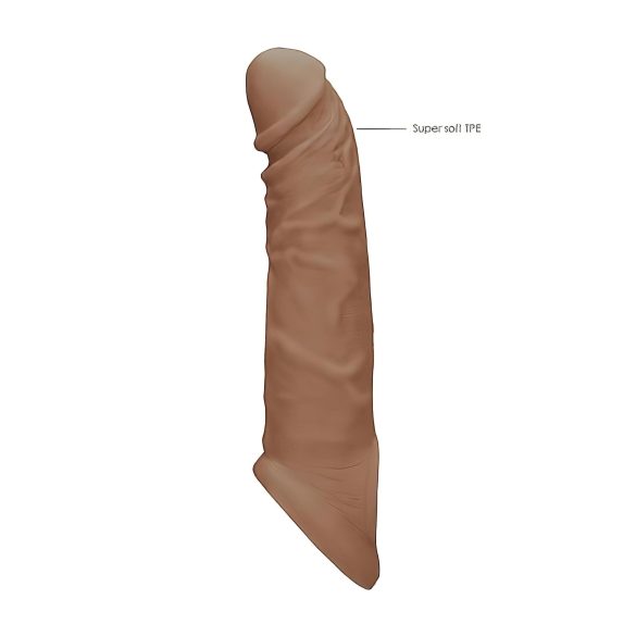 RealRock - návlek na penis - predĺženie 21 cm - tmavý telový