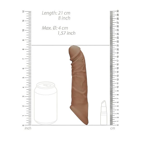 RealRock - návlek na penis - predĺženie 21 cm - tmavý telový