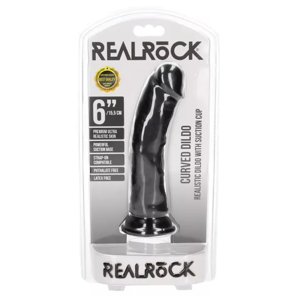 RealRock - realistický dildo s prísavkou - 15,5 cm - čierny