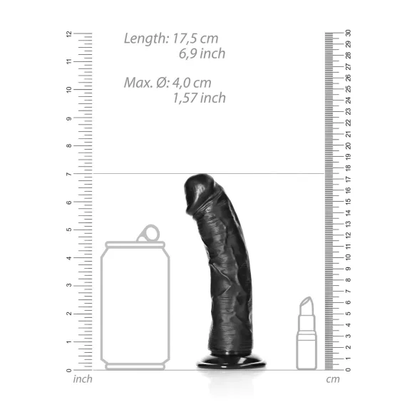 RealRock - realistický dildo s prísavkou - 15,5 cm - čierny