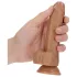 RealRock - dildó s prísavkou a semenníkmi - 15,5 cm - tmavá naturálna farba