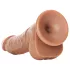 RealRock - dildó s prísavkou a semenníkmi - 15,5 cm - tmavá naturálna farba