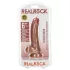 RealRock - dildó s prísavkou a semenníkmi - 15,5 cm - tmavá naturálna farba