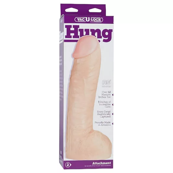 Doc Johnson Vac-U-Lock Hung 12 - realistický dildó s semenníkmi - prírodná farba