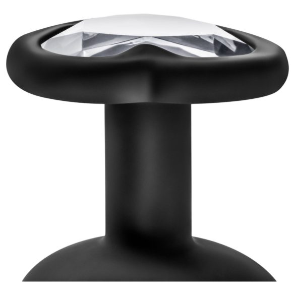 Temptasia M - análny kolík so srdiečkom a strieborným kamienkom - čierny